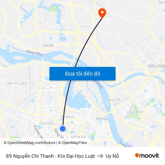 89 Nguyễn Chí Thanh - Ktx Đại Học Luật to Uy Nỗ map