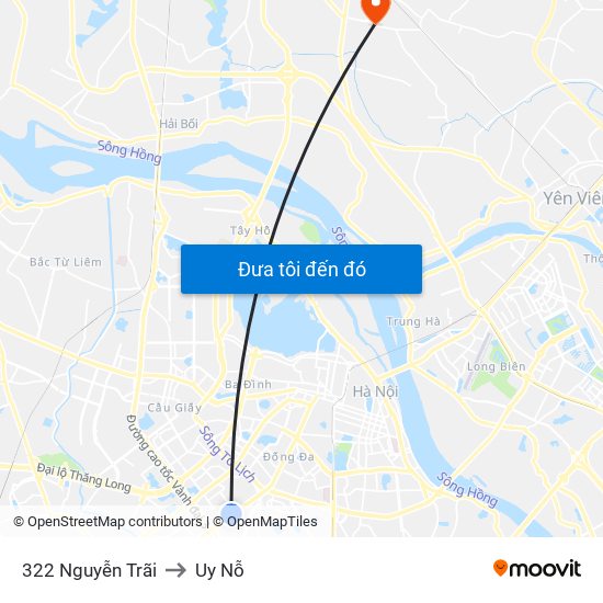 322 Nguyễn Trãi to Uy Nỗ map