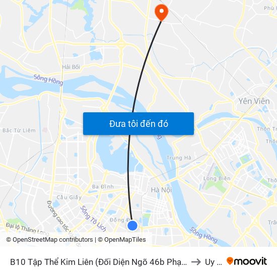 B10 Tập Thể Kim Liên (Đối Diện Ngõ 46b Phạm Ngọc Thạch) to Uy Nỗ map