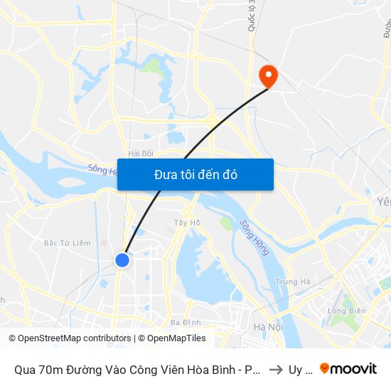 Qua 70m Đường Vào Công Viên Hòa Bình - Phạm Văn Đồng to Uy Nỗ map