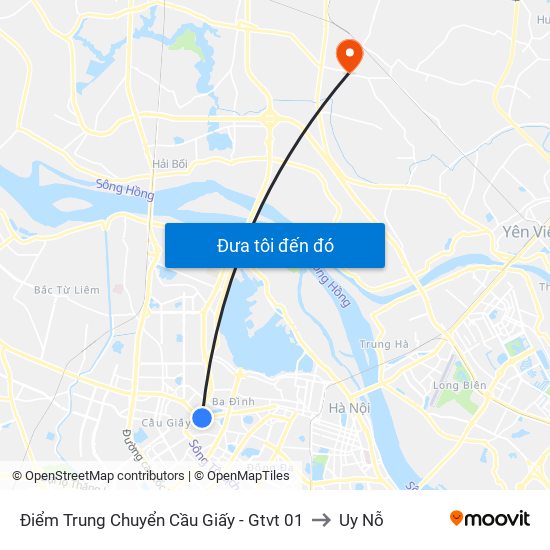 Điểm Trung Chuyển Cầu Giấy - Gtvt 01 to Uy Nỗ map