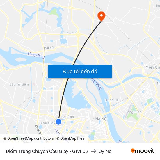 Điểm Trung Chuyển Cầu Giấy - Gtvt 02 to Uy Nỗ map