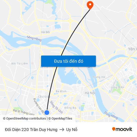 Đối Diện 220 Trần Duy Hưng to Uy Nỗ map