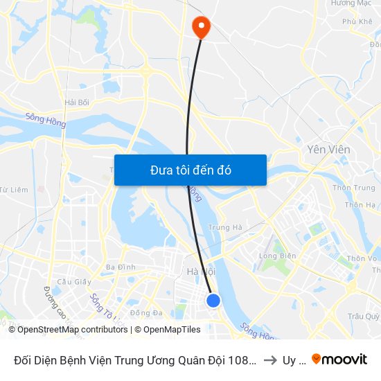 Đối Diện Bệnh Viện Trung Ương Quân Đội 108 - Trần Hưng Đạo to Uy Nỗ map