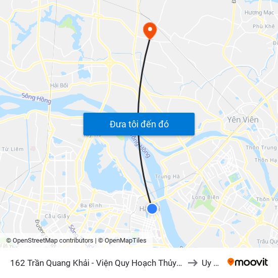 162 Trần Quang Khải - Viện Quy Hoạch Thủy Lợi to Uy Nỗ map