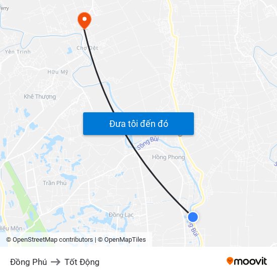 Đồng Phú to Tốt Động map