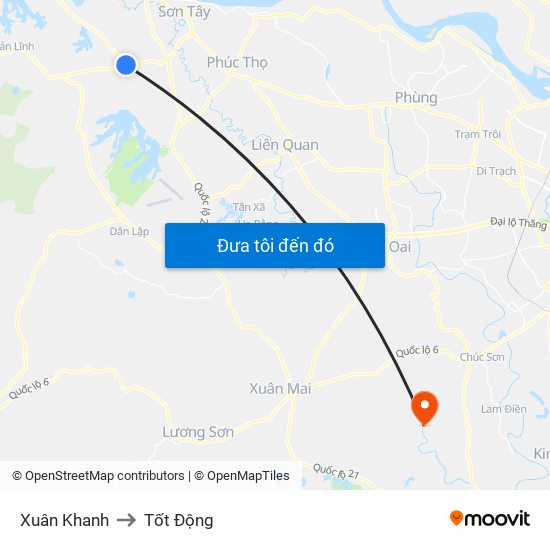 Xuân Khanh to Tốt Động map