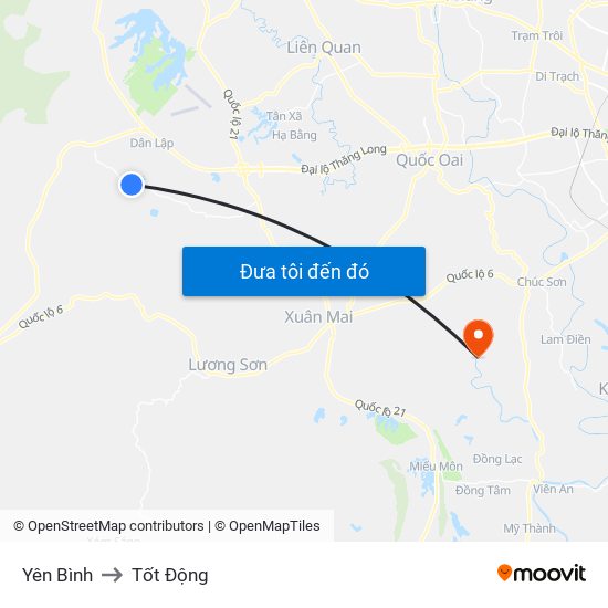 Yên Bình to Tốt Động map