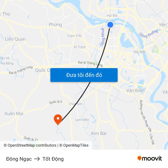 Đông Ngạc to Tốt Động map