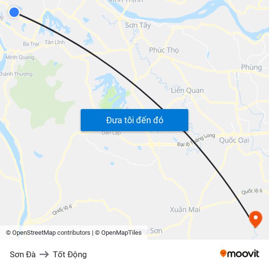 Sơn Đà to Tốt Động map