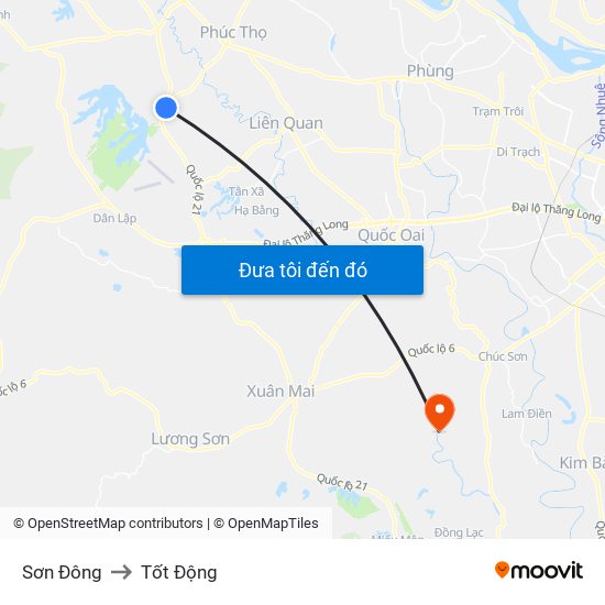 Sơn Đông to Tốt Động map