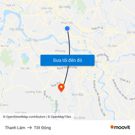 Thanh Lâm to Tốt Động map