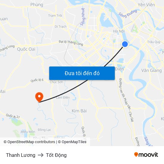 Thanh Lương to Tốt Động map