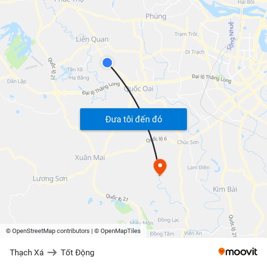 Thạch Xá to Tốt Động map