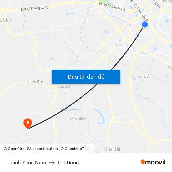 Thanh Xuân Nam to Tốt Động map