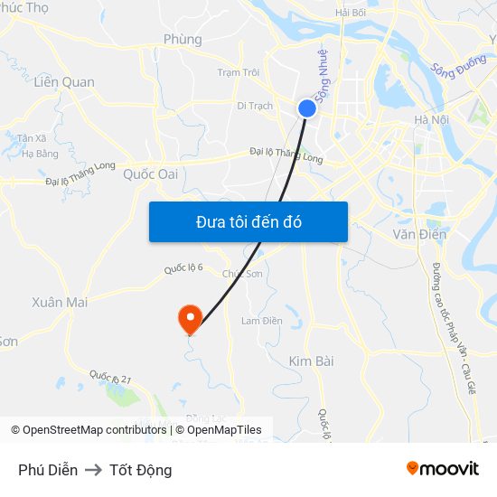 Phú Diễn to Tốt Động map