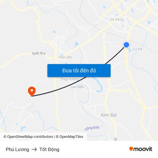 Phú Lương to Tốt Động map