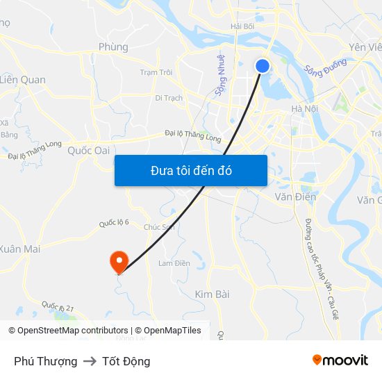 Phú Thượng to Tốt Động map