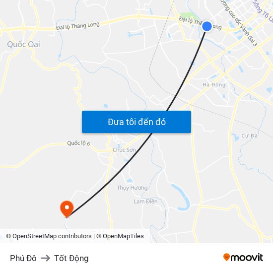 Phú Đô to Tốt Động map