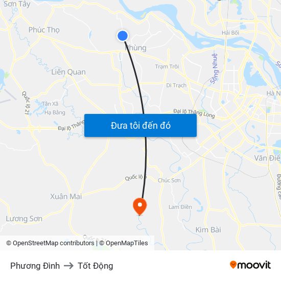 Phương Đình to Tốt Động map