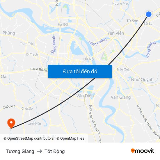 Tương Giang to Tốt Động map