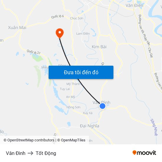 Vân Đình to Tốt Động map