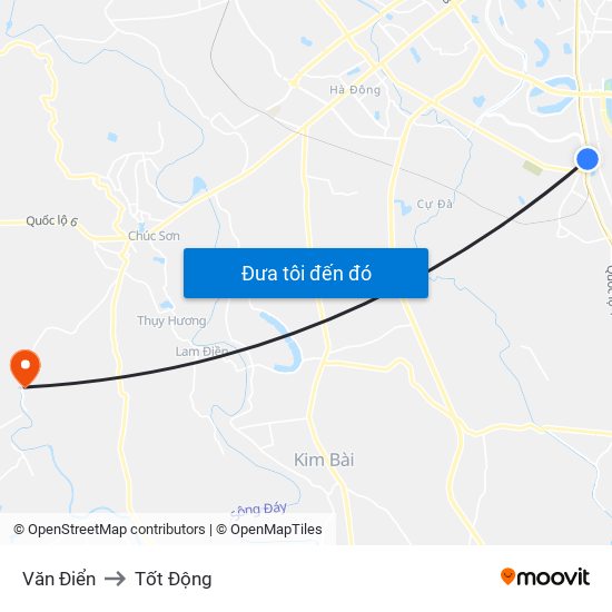 Văn Điển to Tốt Động map