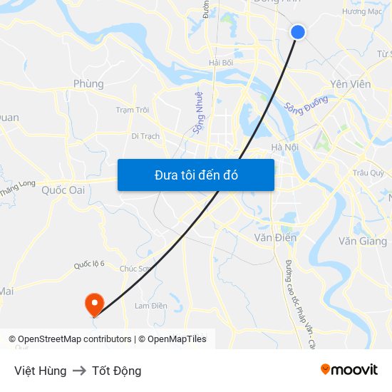 Việt Hùng to Tốt Động map