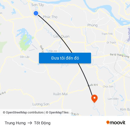 Trung Hưng to Tốt Động map