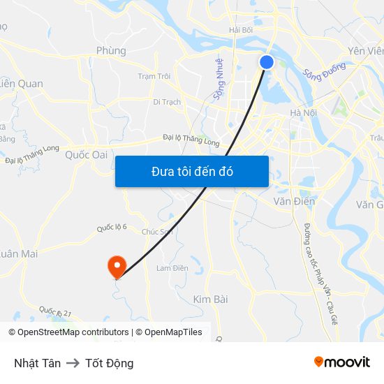 Nhật Tân to Tốt Động map