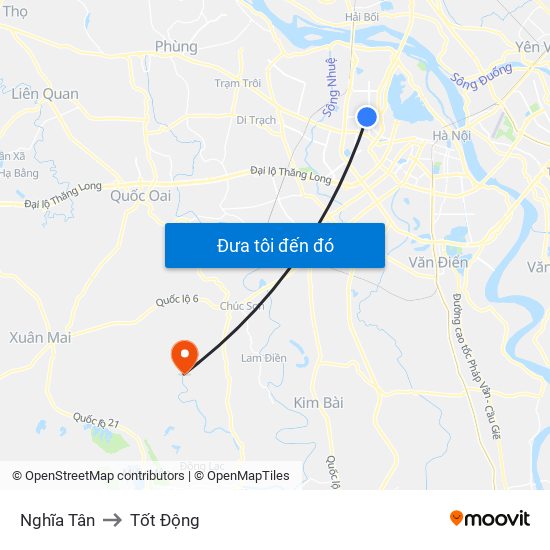 Nghĩa Tân to Tốt Động map