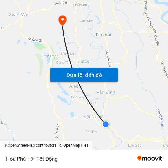 Hòa Phú to Tốt Động map