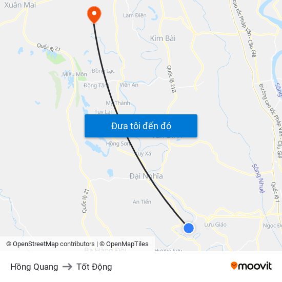 Hồng Quang to Tốt Động map