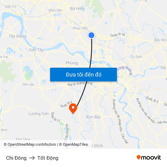 Chi Đông to Tốt Động map