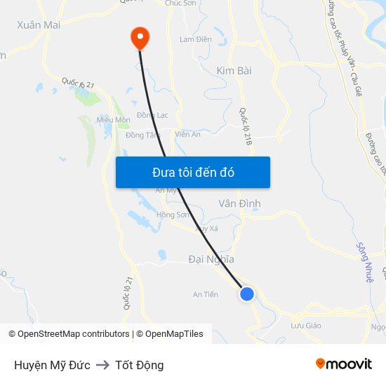 Huyện Mỹ Đức to Tốt Động map