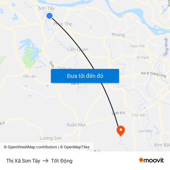 Thị Xã Sơn Tây to Tốt Động map