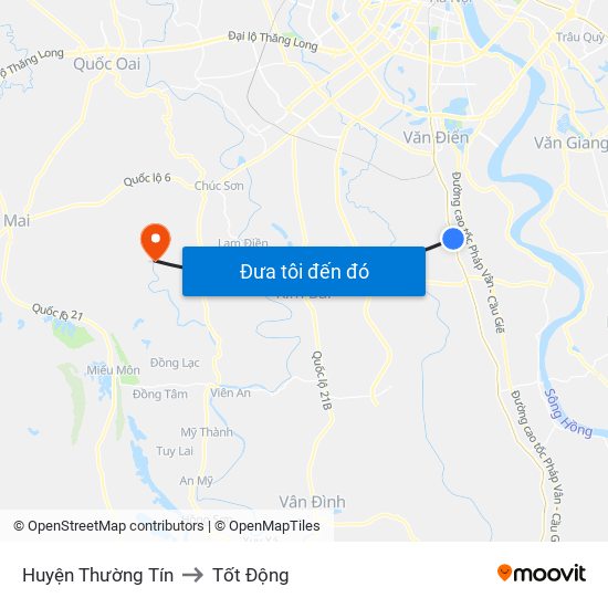 Huyện Thường Tín to Tốt Động map