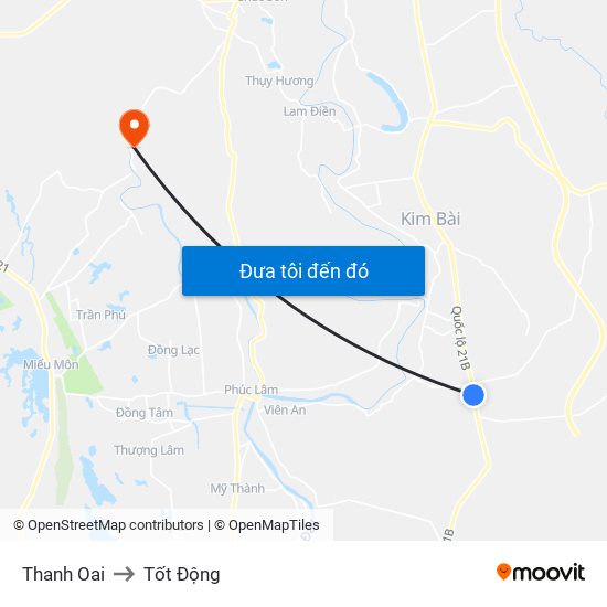 Thanh Oai to Tốt Động map