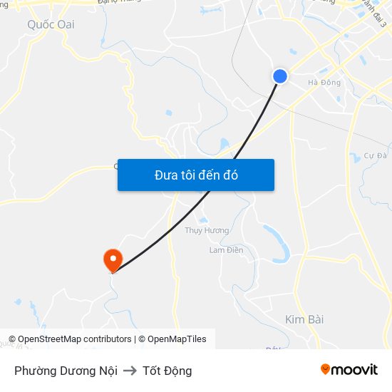 Phường Dương Nội to Tốt Động map