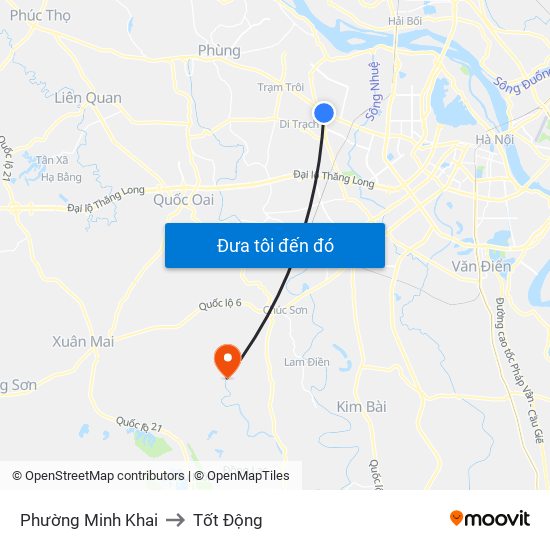 Phường Minh Khai to Tốt Động map