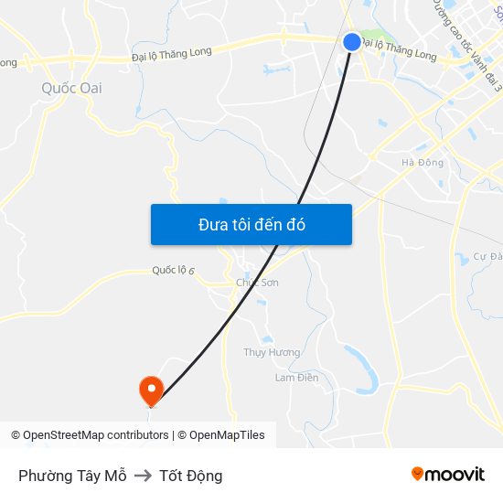 Phường Tây Mỗ to Tốt Động map