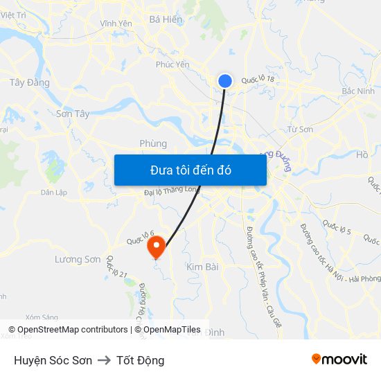 Huyện Sóc Sơn to Tốt Động map