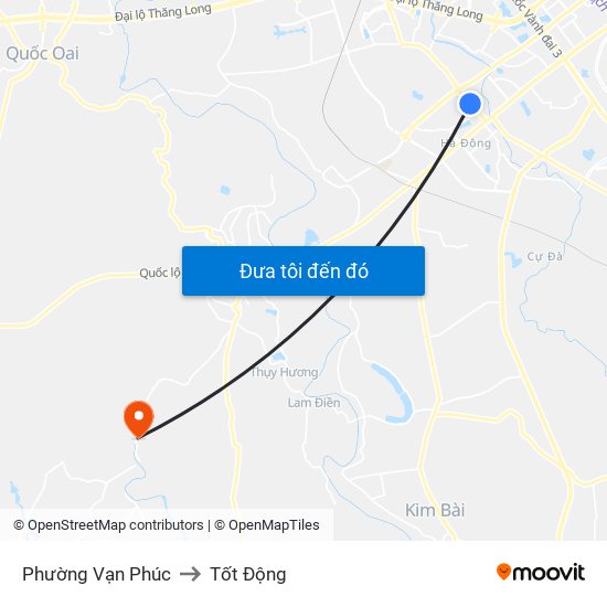 Phường Vạn Phúc to Tốt Động map