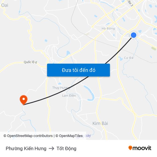 Phường Kiến Hưng to Tốt Động map