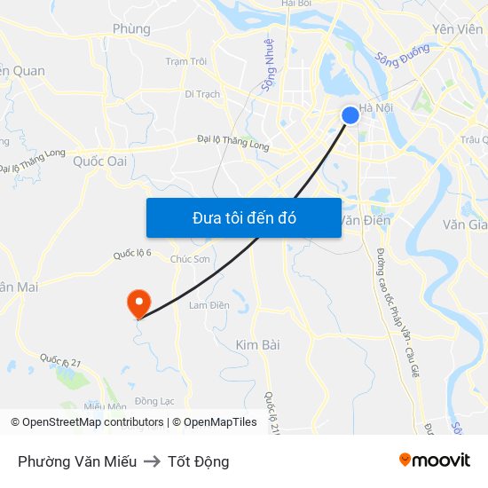 Phường Văn Miếu to Tốt Động map