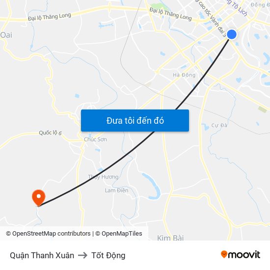 Quận Thanh Xuân to Tốt Động map