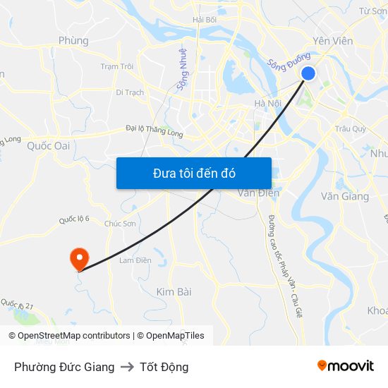 Phường Đức Giang to Tốt Động map