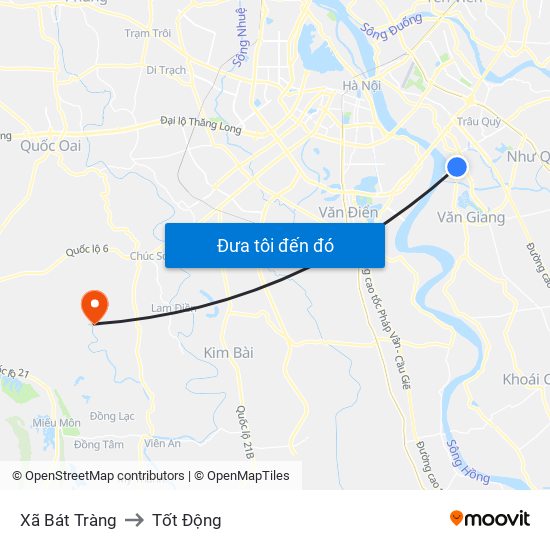 Xã Bát Tràng to Tốt Động map
