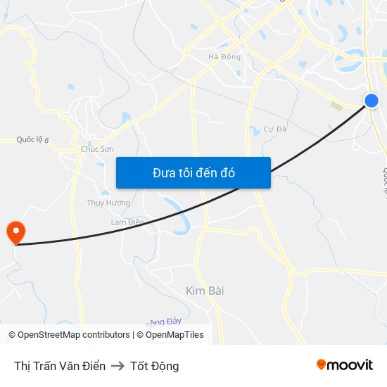 Thị Trấn Văn Điển to Tốt Động map