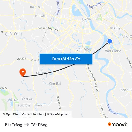 Bát Tràng to Tốt Động map